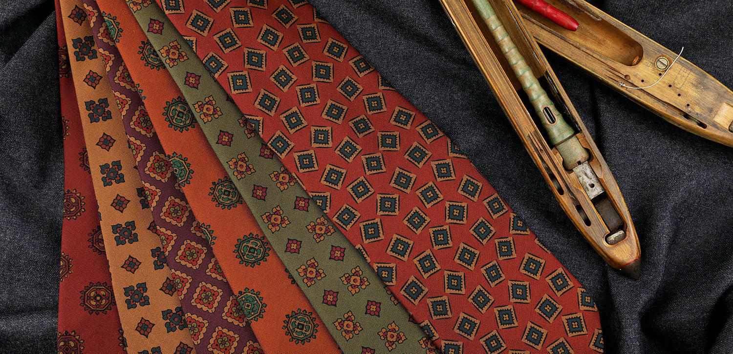 Ancient madder silk ties - exceptional designs and colors