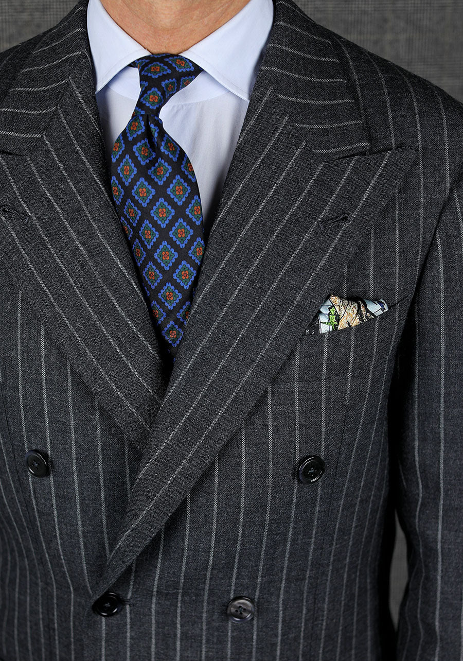 Ancient Madder Silk Tie - Black - Hand-Rolled