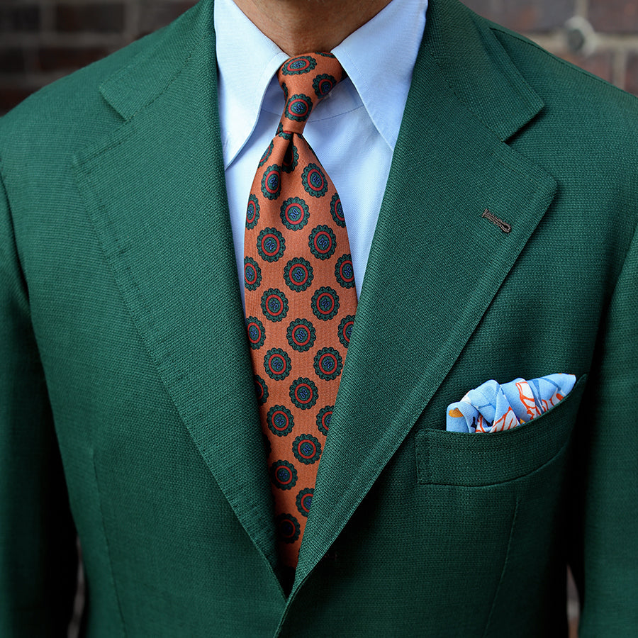 Ancient Madder Silk Tie - Oatmeal - Hand-Rolled