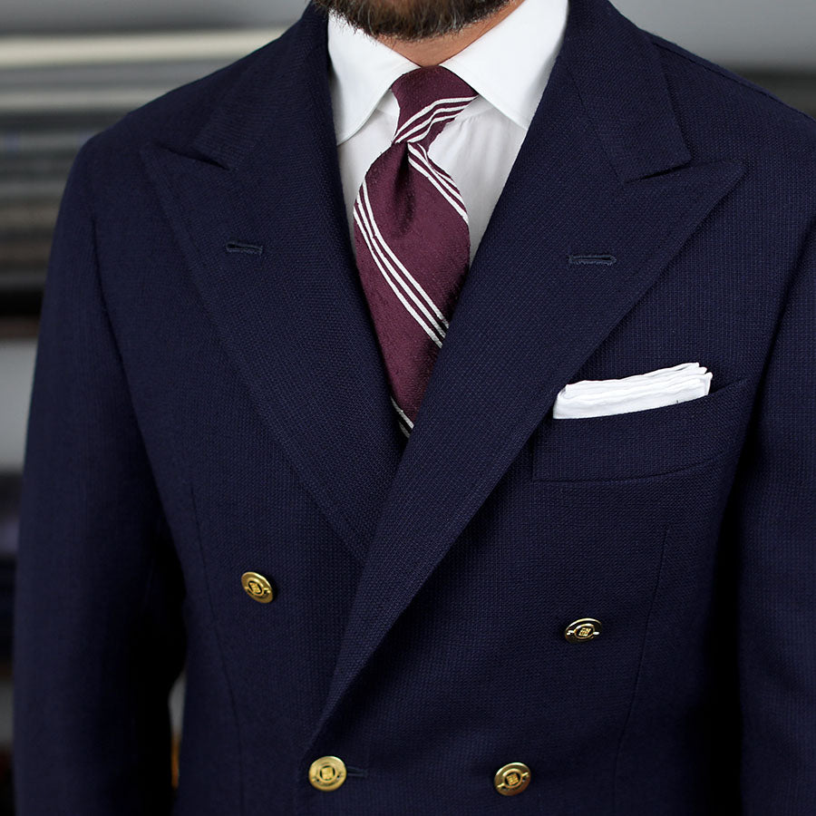 Triple Bar Shantung Silk Tie - Eggplant - Hand-Rolled