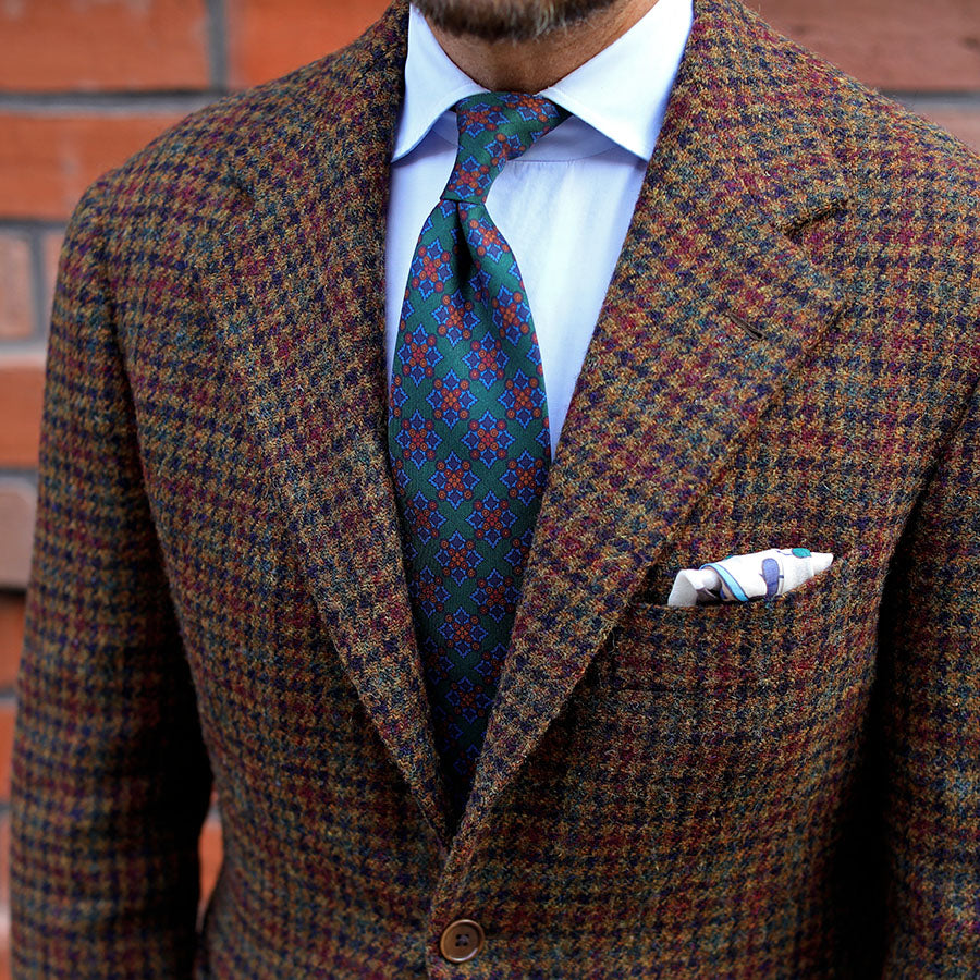 Ancient Madder Silk Tie - Forest - Hand-Rolled