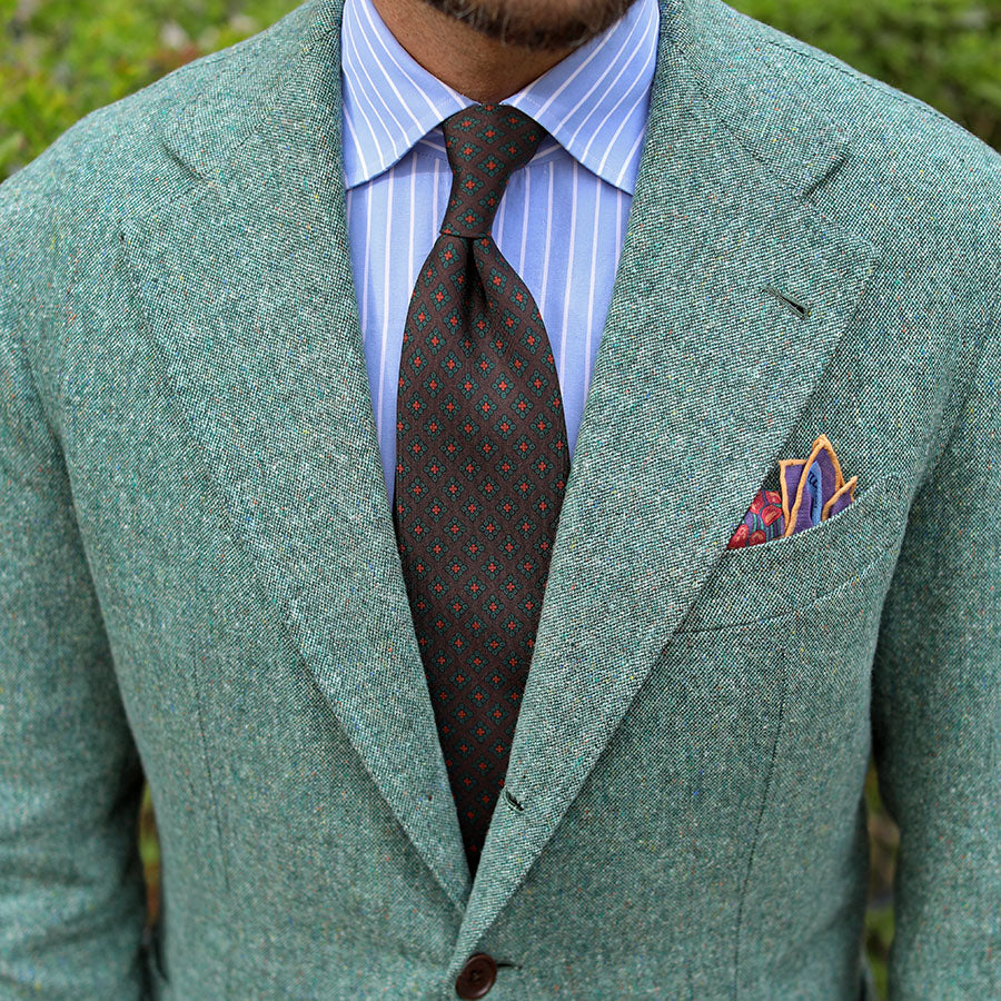 Ancient Madder Silk Tie - Brown - Hand-Rolled