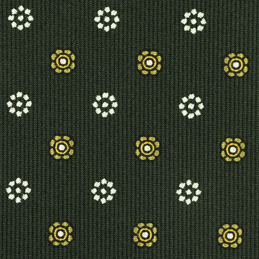 Floral Printed Bespoke Silk Tie - Olive