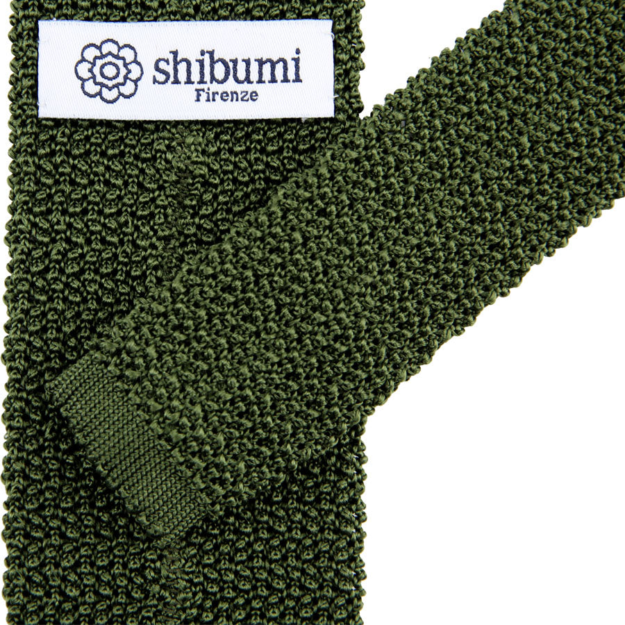 Crunchy Silk Knit Tie - Olive