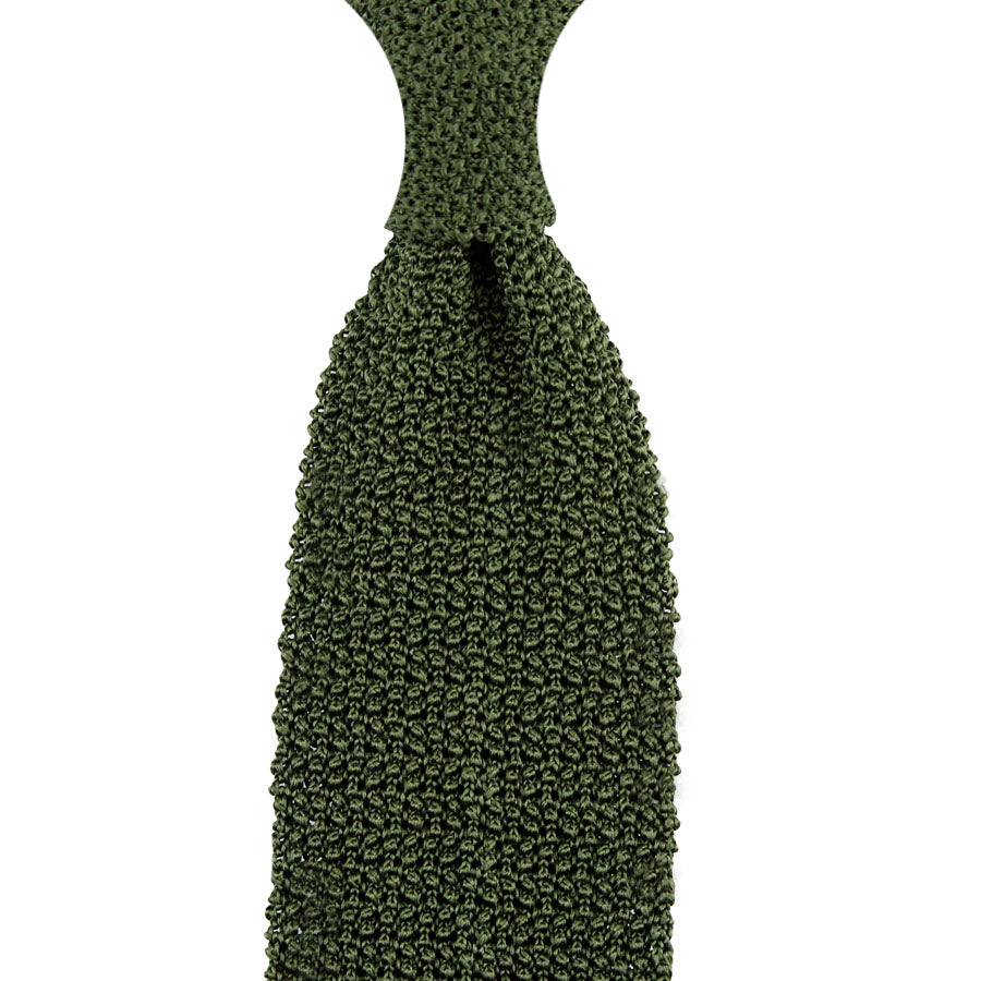 Crunchy Silk Knit Tie - Olive