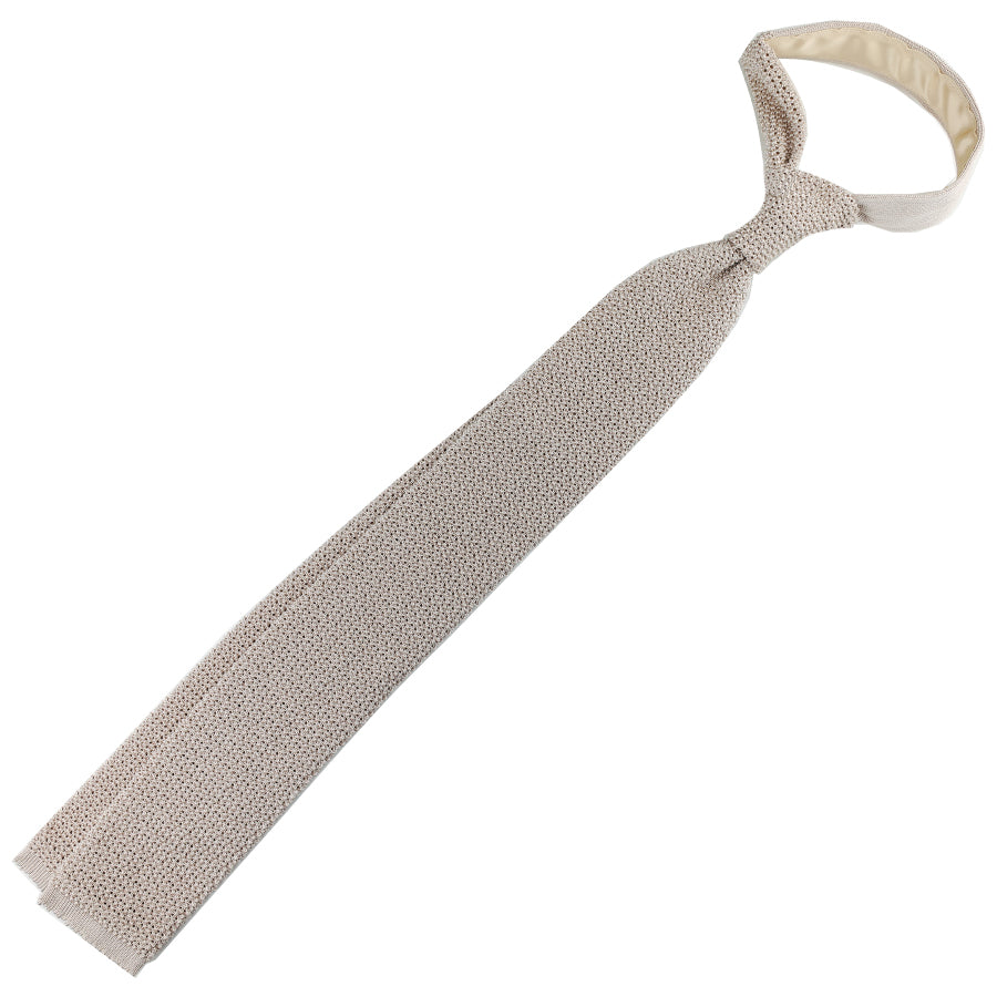 Crunchy Silk Knit Tie - Cream