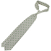 Floral Printed Silk Tie - White - Hand-Rolled