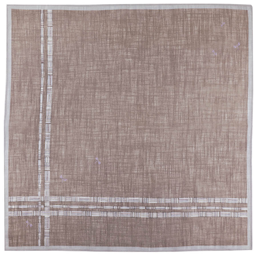 Dragonfly Motif Cotton Handkerchief - Brown II