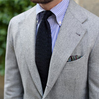 Zigzag Silk Knit Tie - Midnight