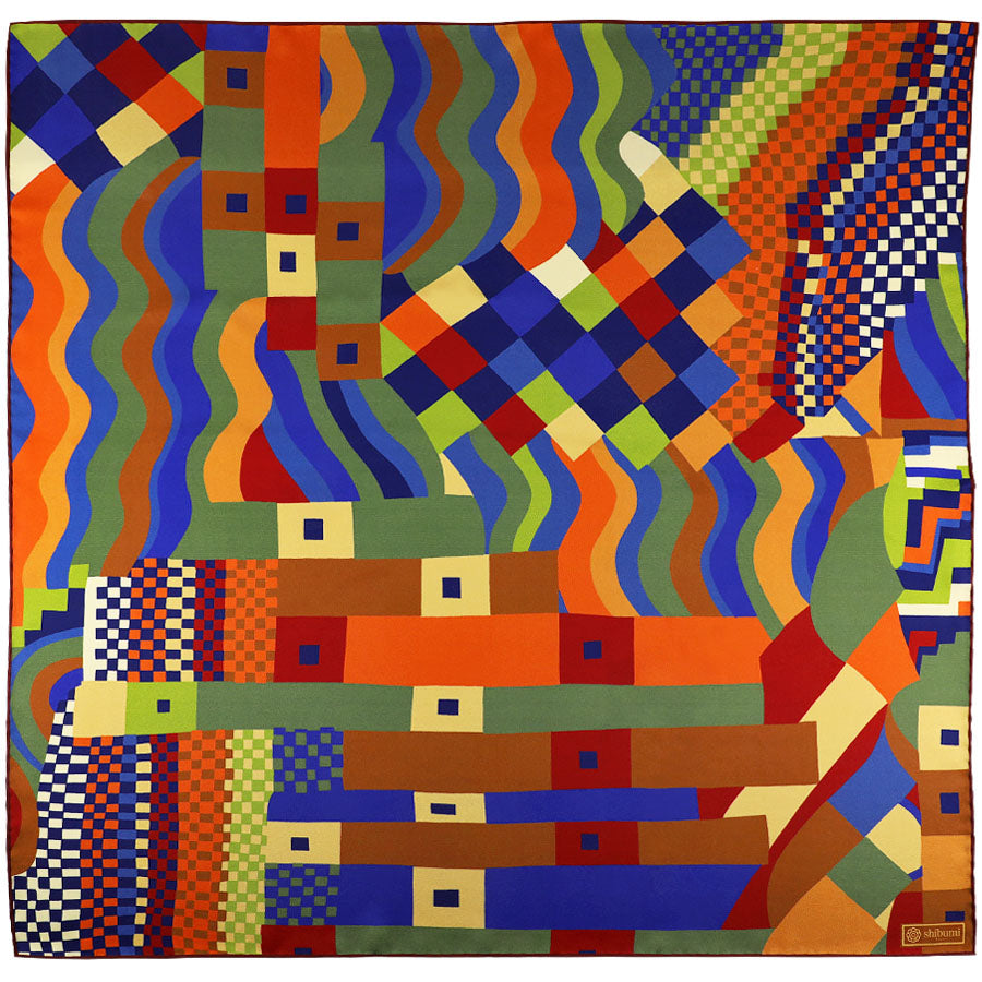 Geometrical Pattern Silk Neckerchief - Multicolor - 65 x 65cm