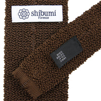 Crunchy Silk Knit Tie - Brown