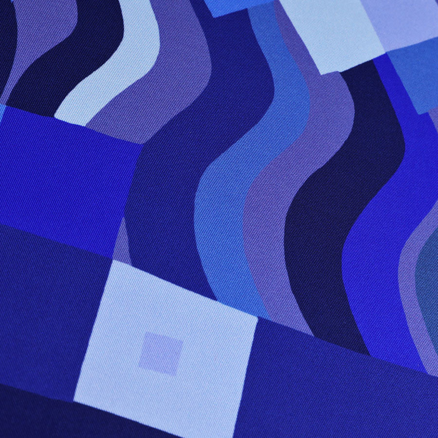 Geometrical Pattern Silk Neckerchief - Blue - 65 x 65cm