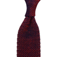 Crunchy Silk Knit Tie - Cherry / Navy Mottled