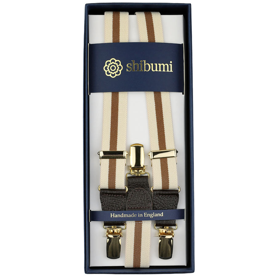 Elastic Rayon Clips Braces - Cream / Beige