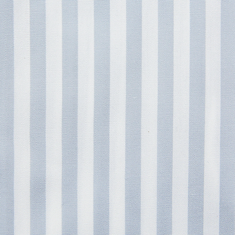 Poplin Semi Spread Shirt - White / Light Grey - Butcher Stripe - Regular Fit