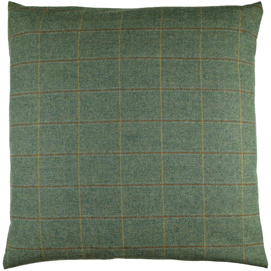 W. Bill Wool Flannel Pillow - Green Checked