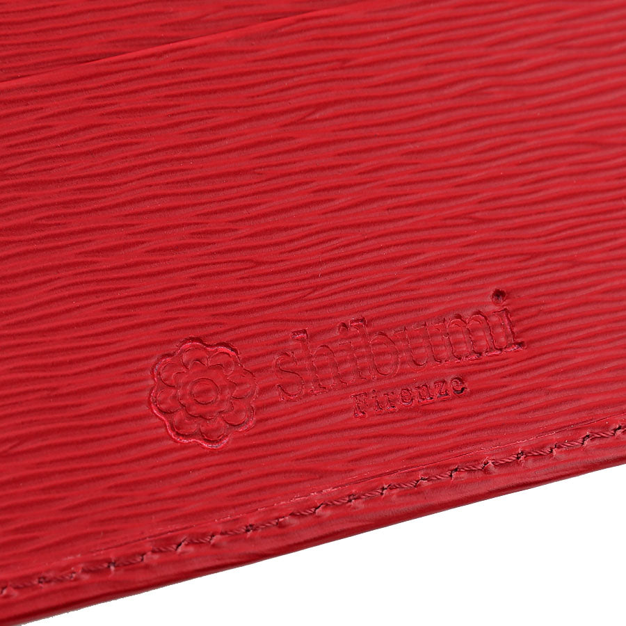 Calfskin Leather Credit Card Case - Red