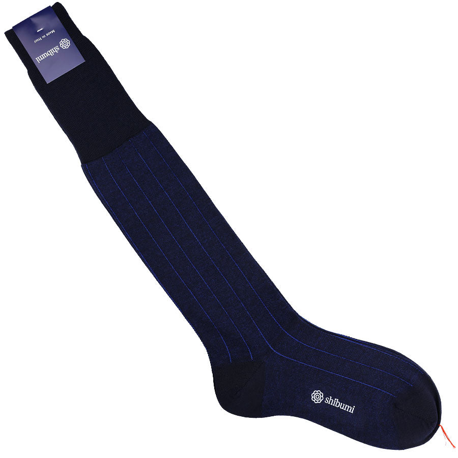 Knee Socks - Thin Stripes - Navy - Wool Knee Socks - Thin Stripes - Navy - Wool