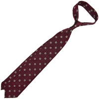 Shibumi-Flower Jacquard Silk Tie - Burgundy - Hand-Rolled
