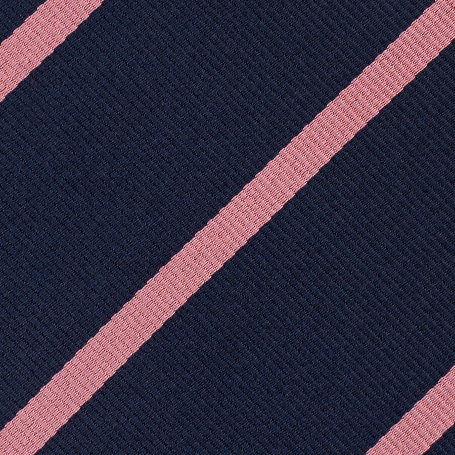 Bespoke Repp Stripe Silk Tie - Navy / Pink