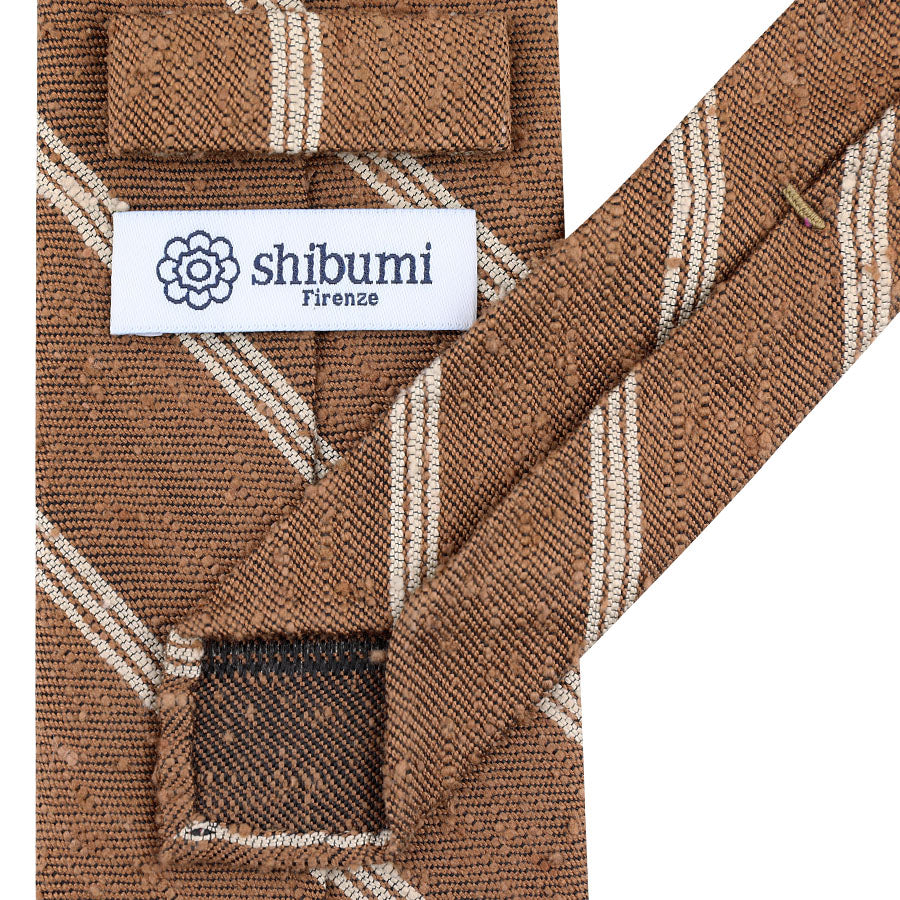 Triple Bar Soft Shantung Silk Tie - Beige - Hand-Rolled