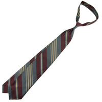 Repp Stripe Silk Tie - Navy / Brown / Beige