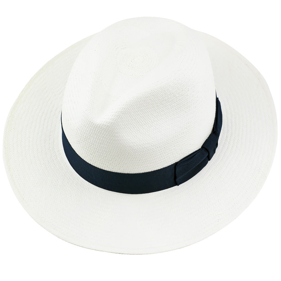 Panama Hat - Ivory - Navy Ribbon - Llano