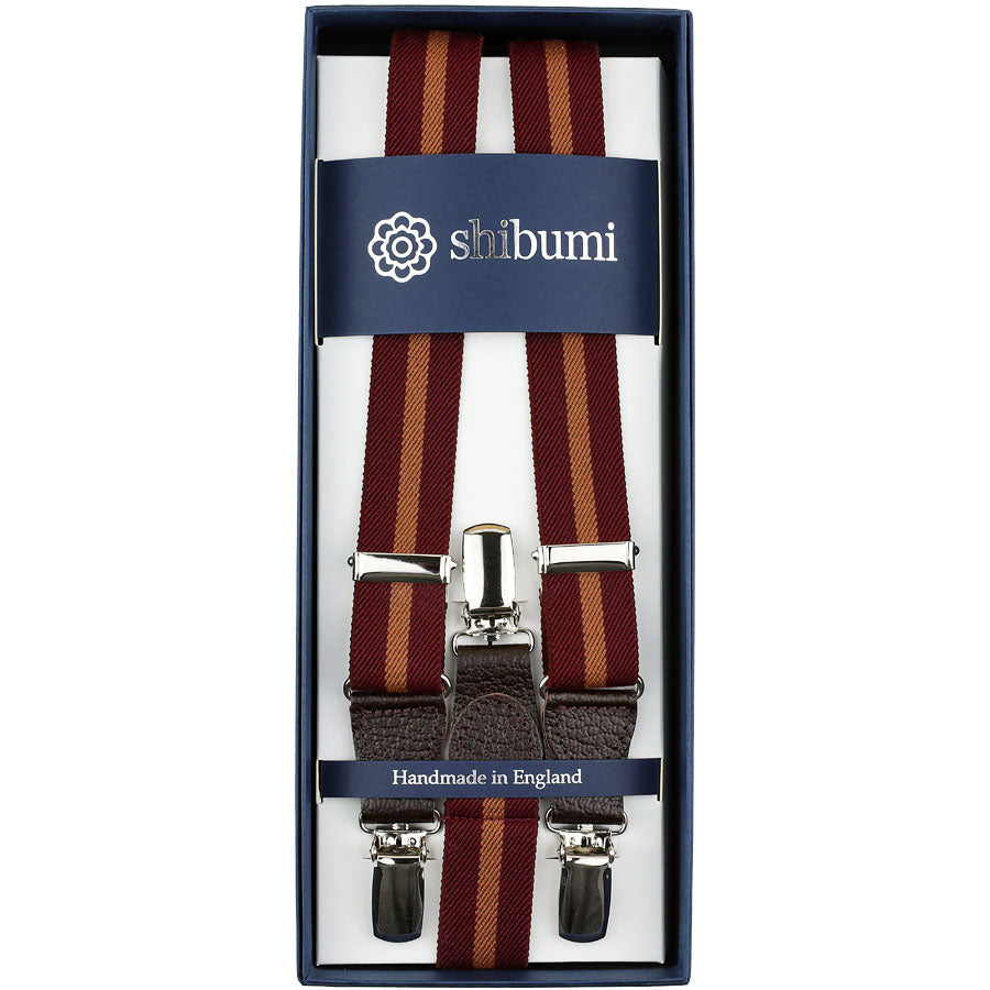 Elastic Rayon Clips Braces - Burgundy / Rust