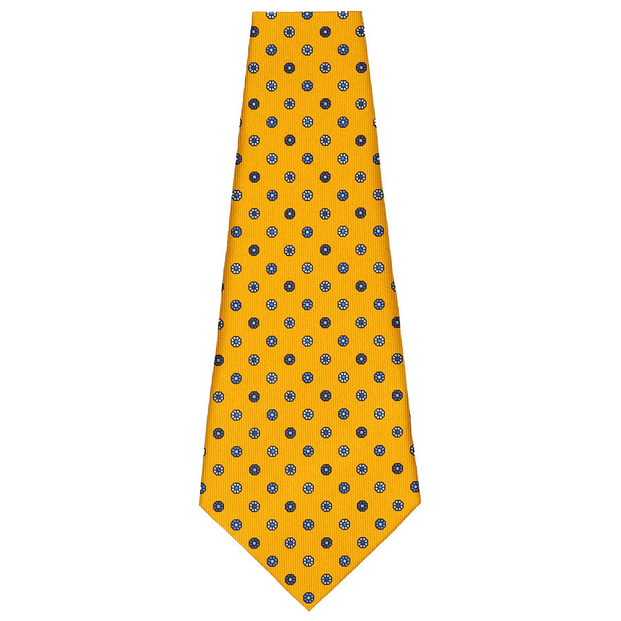 Floral Printed Silk Bespoke Tie - Yellow