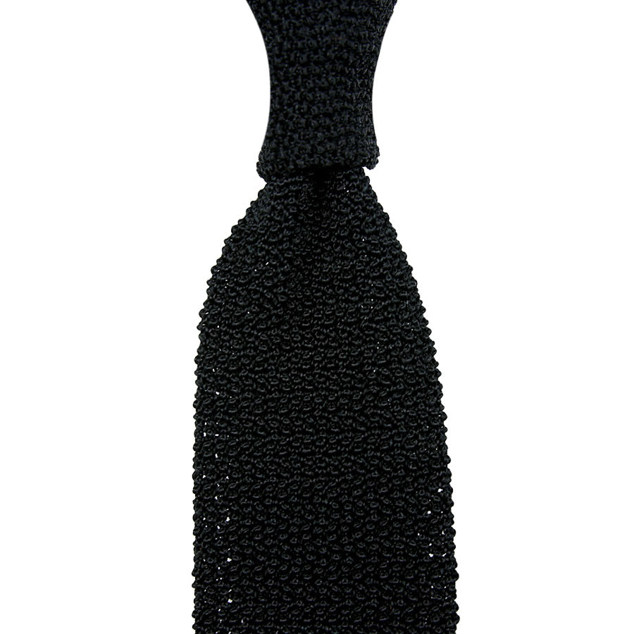 Crunchy Silk Knit Tie - Black