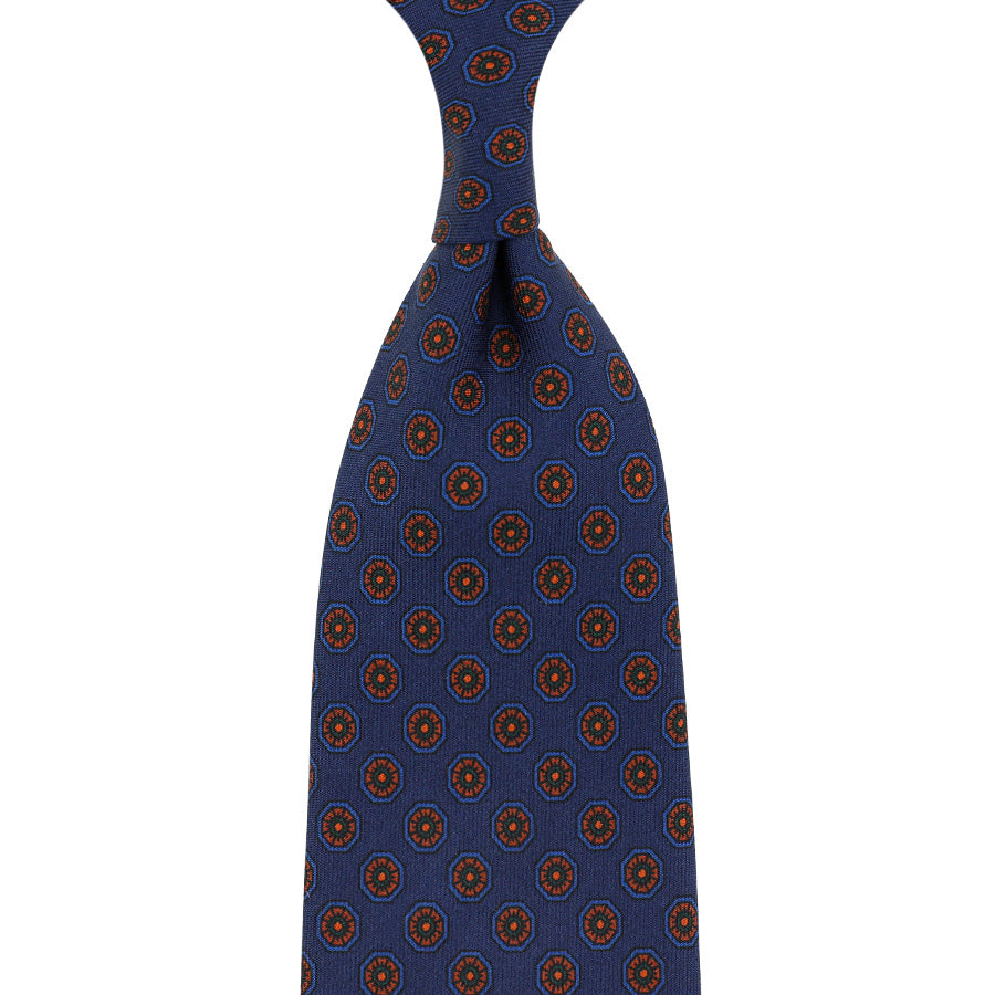 Ancient Madder Silk Tie - Navy - Hand-Rolled
