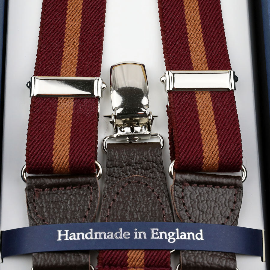 Elastic Rayon Clips Braces - Burgundy / Rust