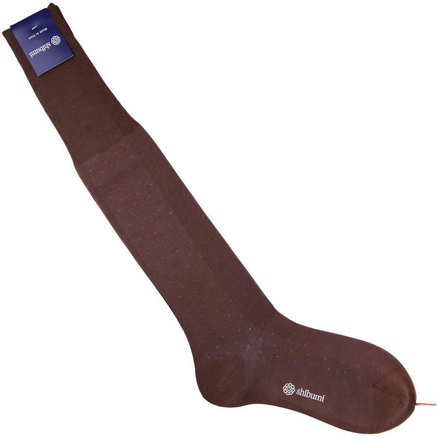 Knee Socks - Dots - Brown - Pure Cotton