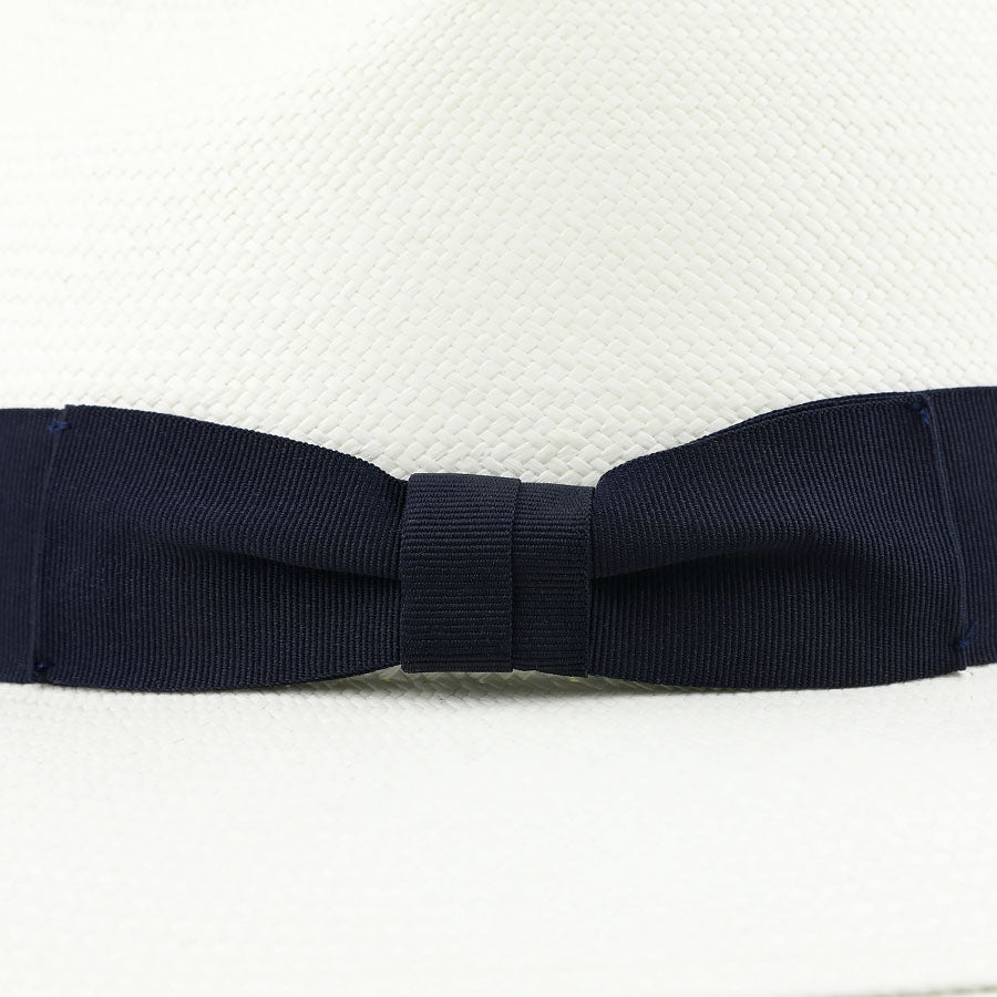 Panama Hat - Ivory - Navy Ribbon - Llano