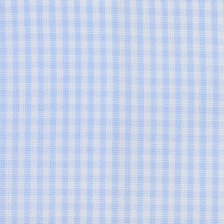 Poplin Semi Spread Shirt - White / Light Blue - Gingham