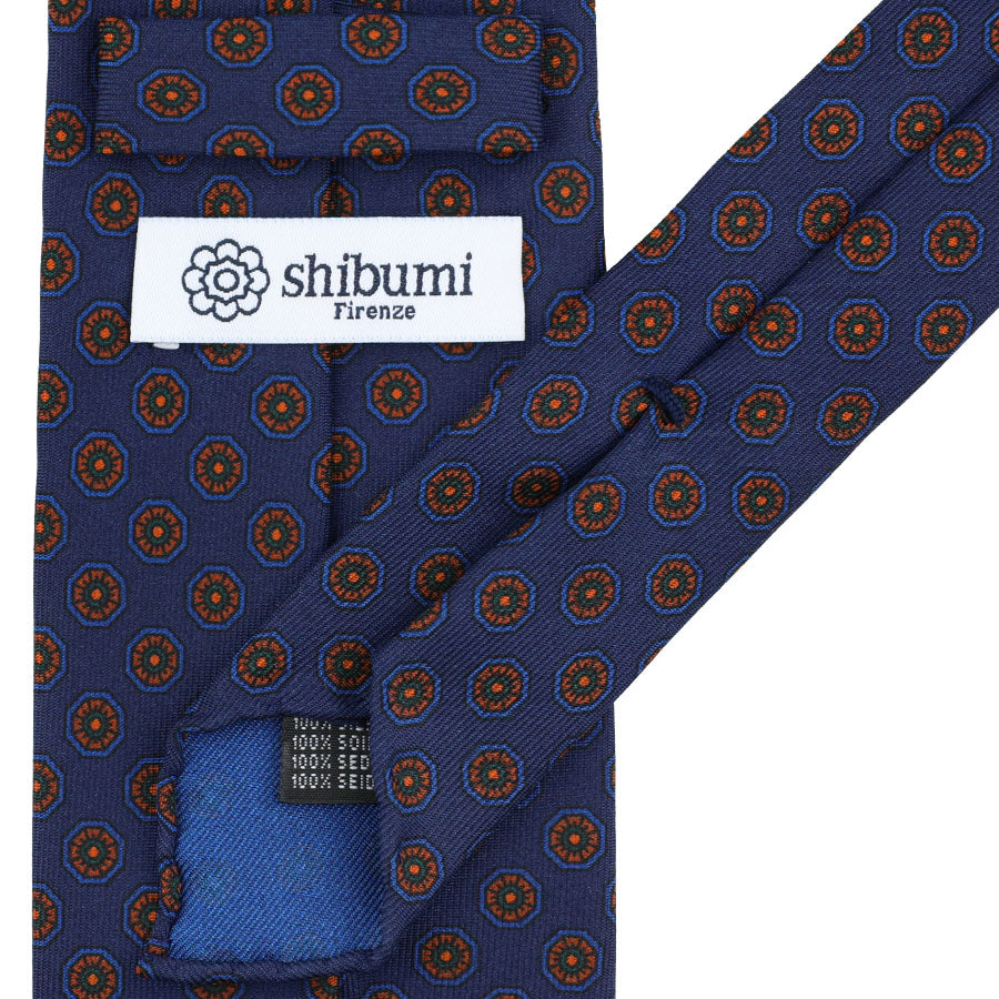 Ancient Madder Silk Tie - Navy - Hand-Rolled