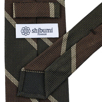 Striped Fina Grenadine Silk Tie - Brown / Olive / Beige