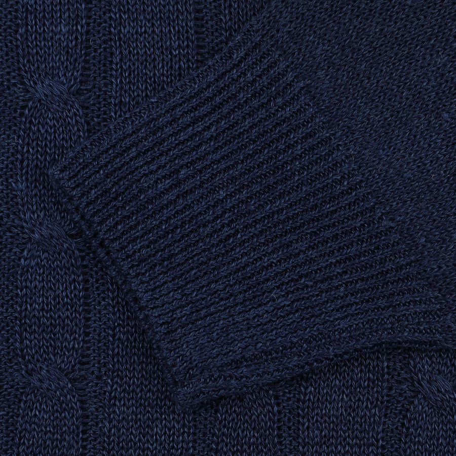 Linen / Cotton Cricket Sweater - Navy