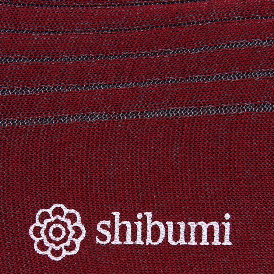 Knee Socks - Shadow Stripes - Cherry / Grey - Pure Cotton