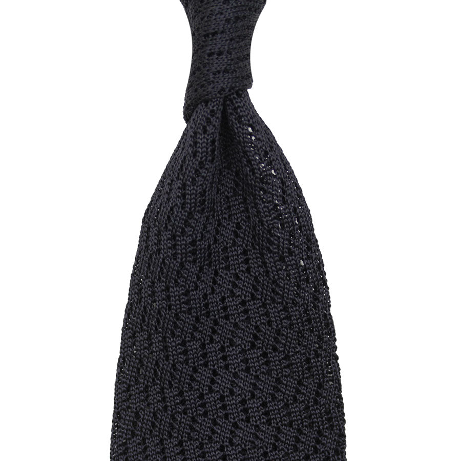 Zigzag Silk Knit Tie - Graphite