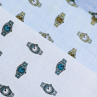 3x Wrist Watch Motif Cotton Handkerchief Set - Blue