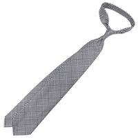 Japanese Glencheck Silk Tie - Navy / White - Hand-Rolled