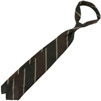 Striped Fina Grenadine Silk Tie - Brown / Olive / Beige