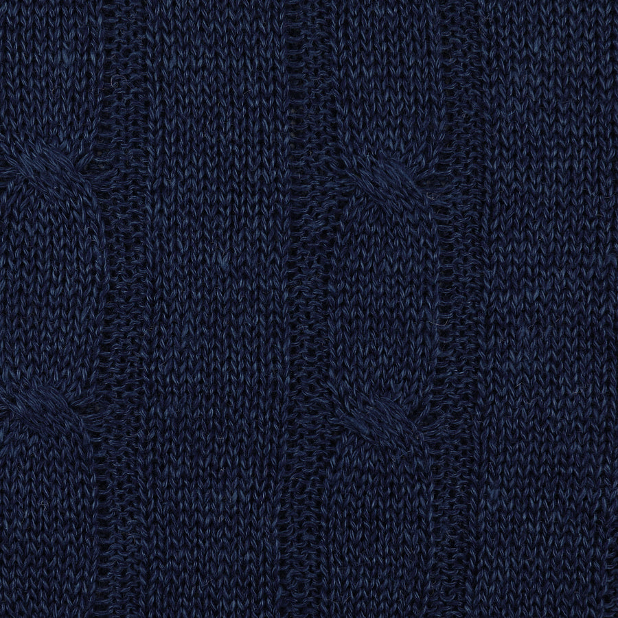 Linen / Cotton Cricket Sweater - Navy