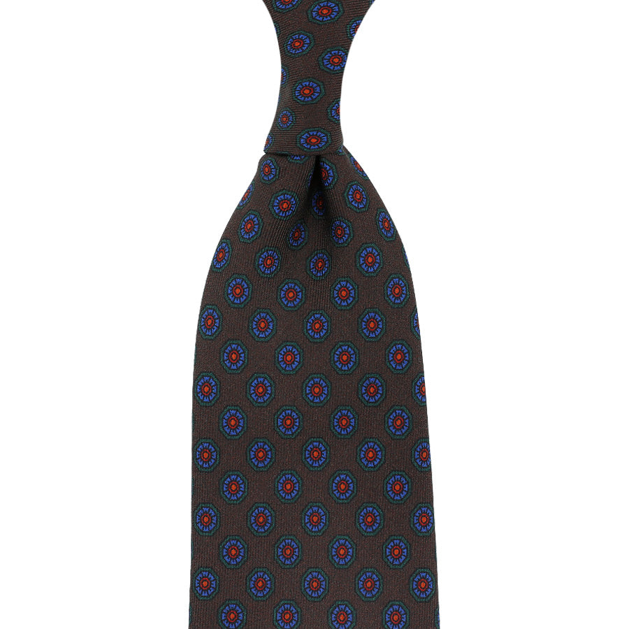 Ancient Madder Silk Tie - Chocolate - Hand-Rolled