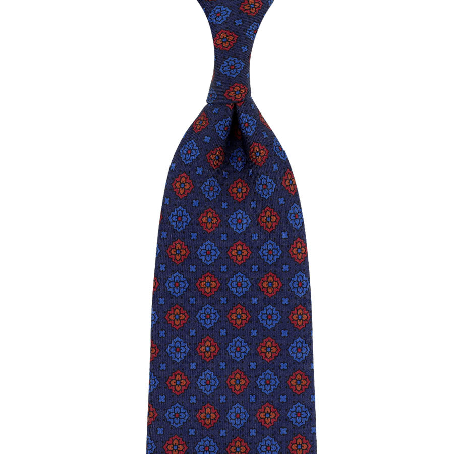 Ancient Madder Silk Tie - Navy - Hand-Rolled
