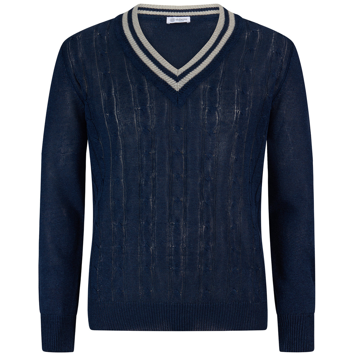 Linen / Cotton Cricket Sweater - Navy