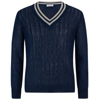 Linen / Cotton Cricket Sweater - Navy