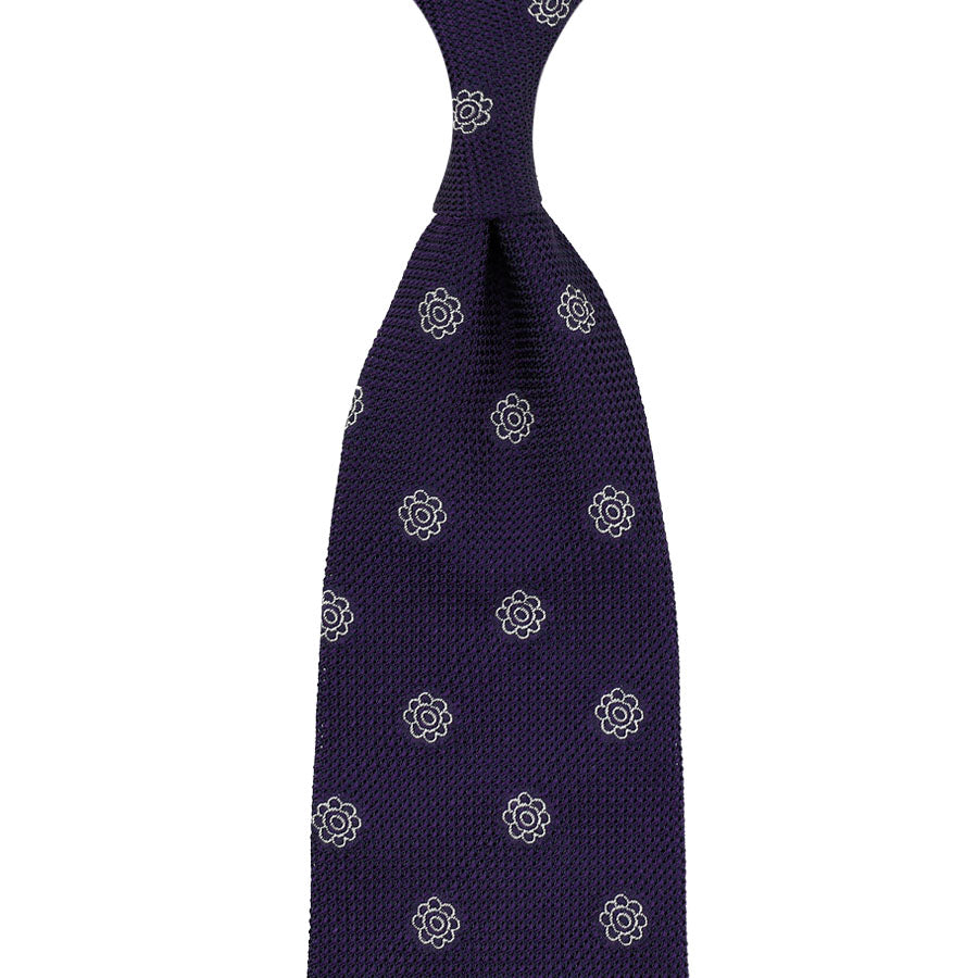 Shibumi-Flower Fina Grenadine Silk Tie - Purple