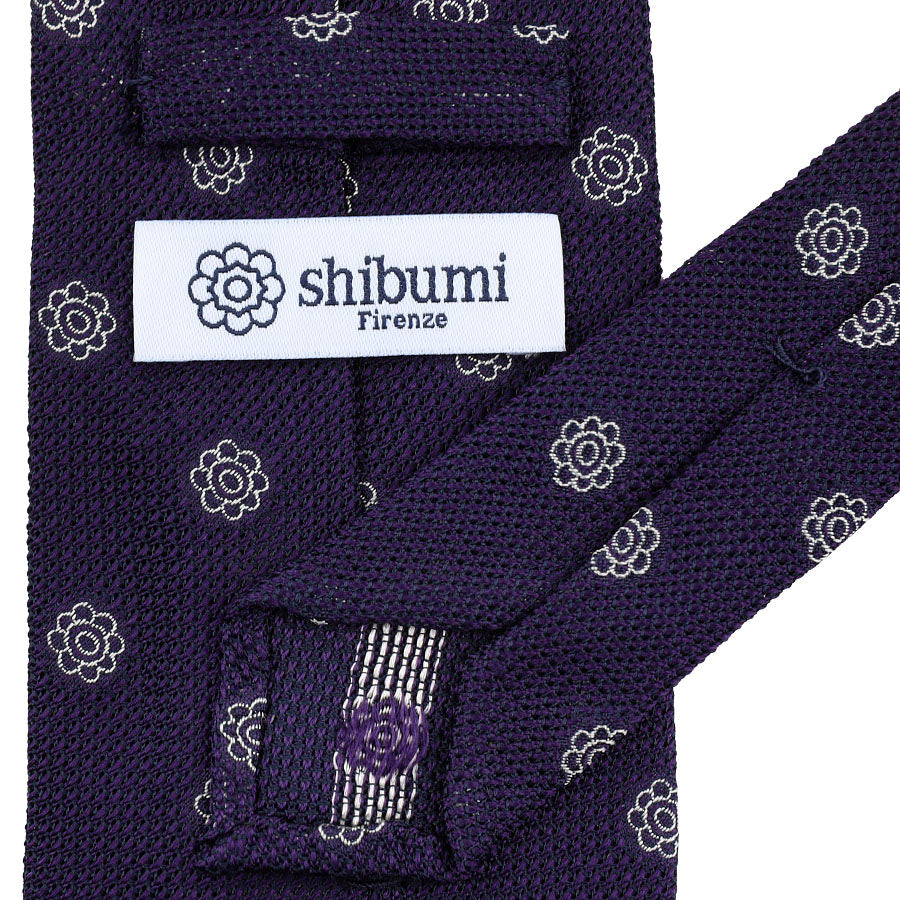 Shibumi-Flower Fina Grenadine Silk Tie - Purple